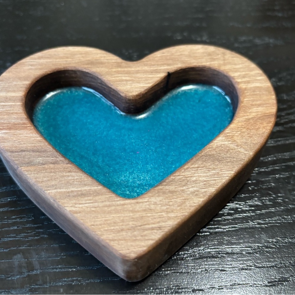 Resin Heart-Shaped Dish with Teal Inlay Perfect Holiday Gift Stocking  Stuffer